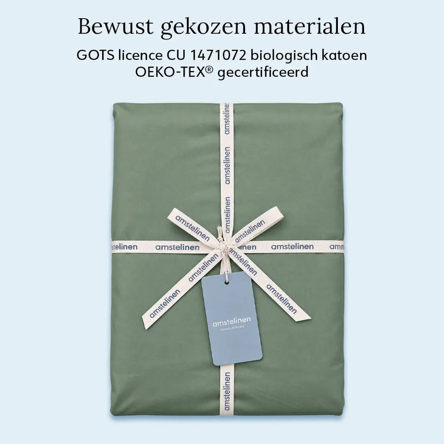 Hoeslaken – Biologisch katoensatijn – Soft Sage