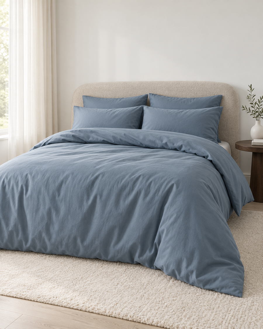 Duvet Cover – Organic Cotton Sateen – Dusk Blue