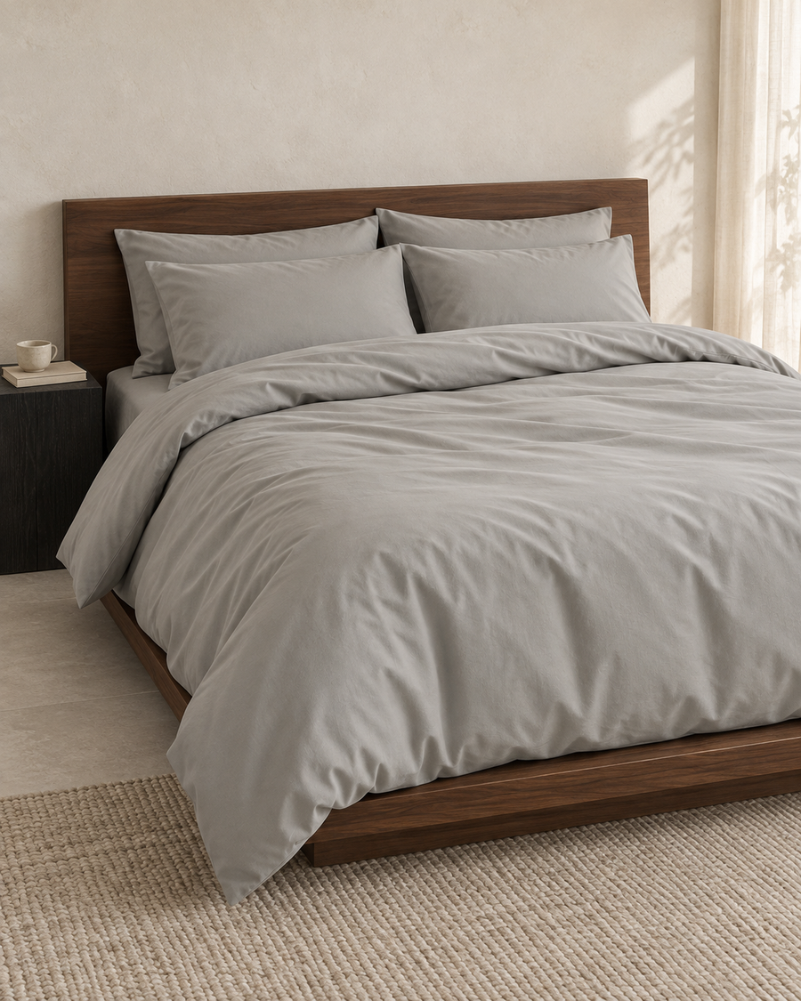 Duvet Cover – Organic Cotton Sateen – Pebble Grey