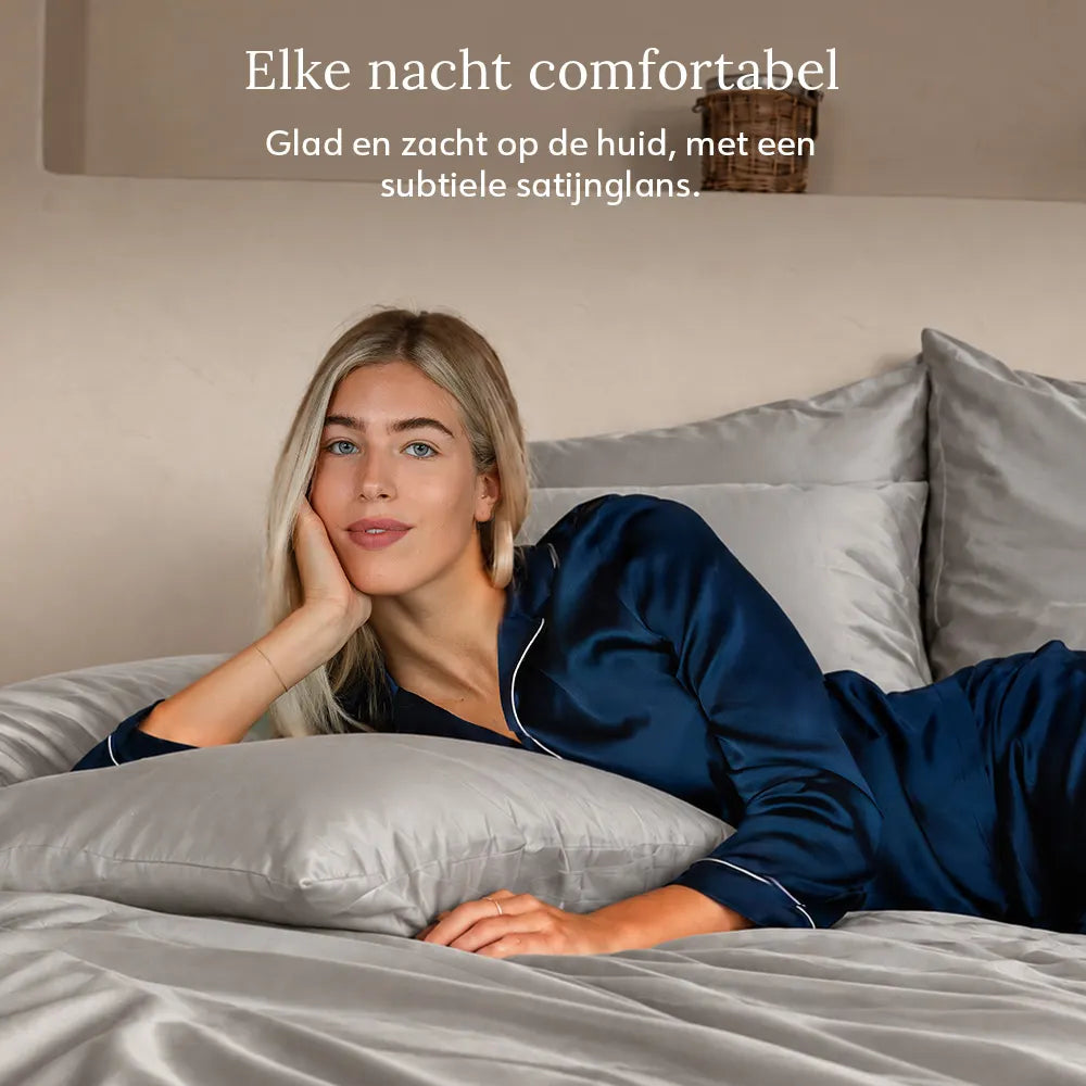 Duvet Cover – Organic Cotton Sateen – Pebble Grey
