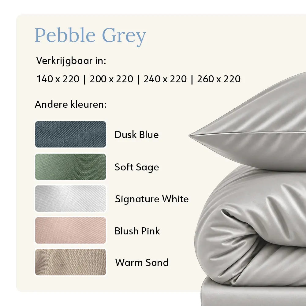 Duvet Cover – Organic Cotton Sateen – Pebble Grey