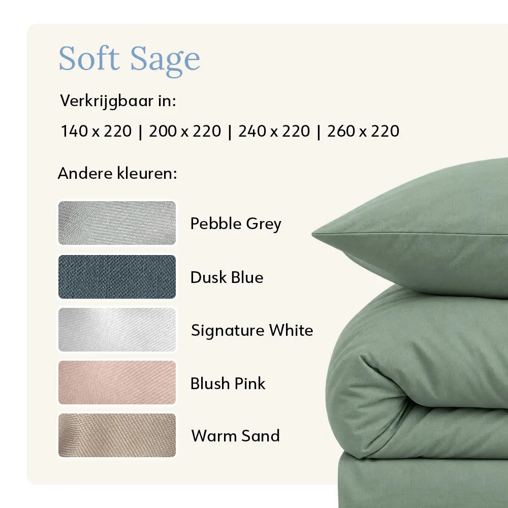 Duvet Cover – Organic Cotton Sateen – Soft Sage