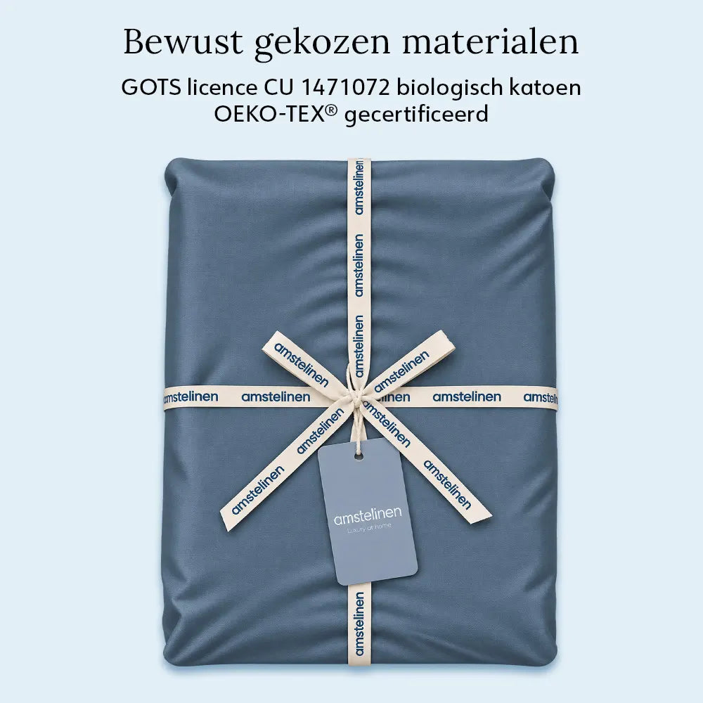 Fitted Sheet – Organic Cotton Sateen – Dusk Blue
