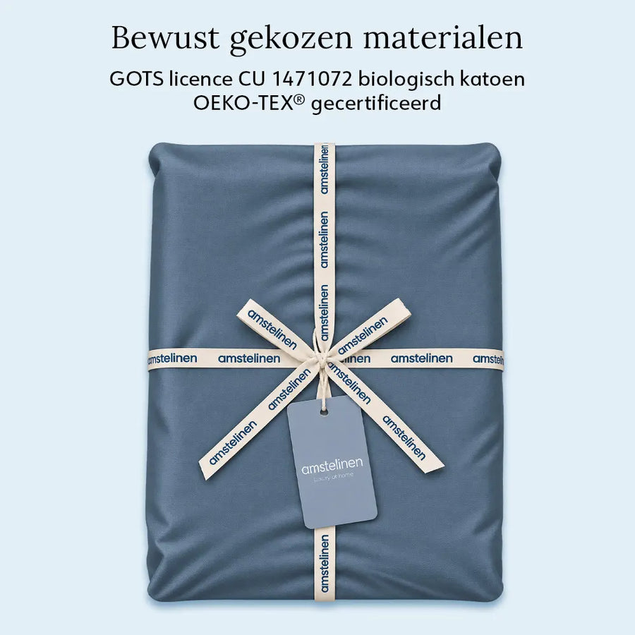 Fitted Sheet – Organic Cotton Sateen – Dusk Blue
