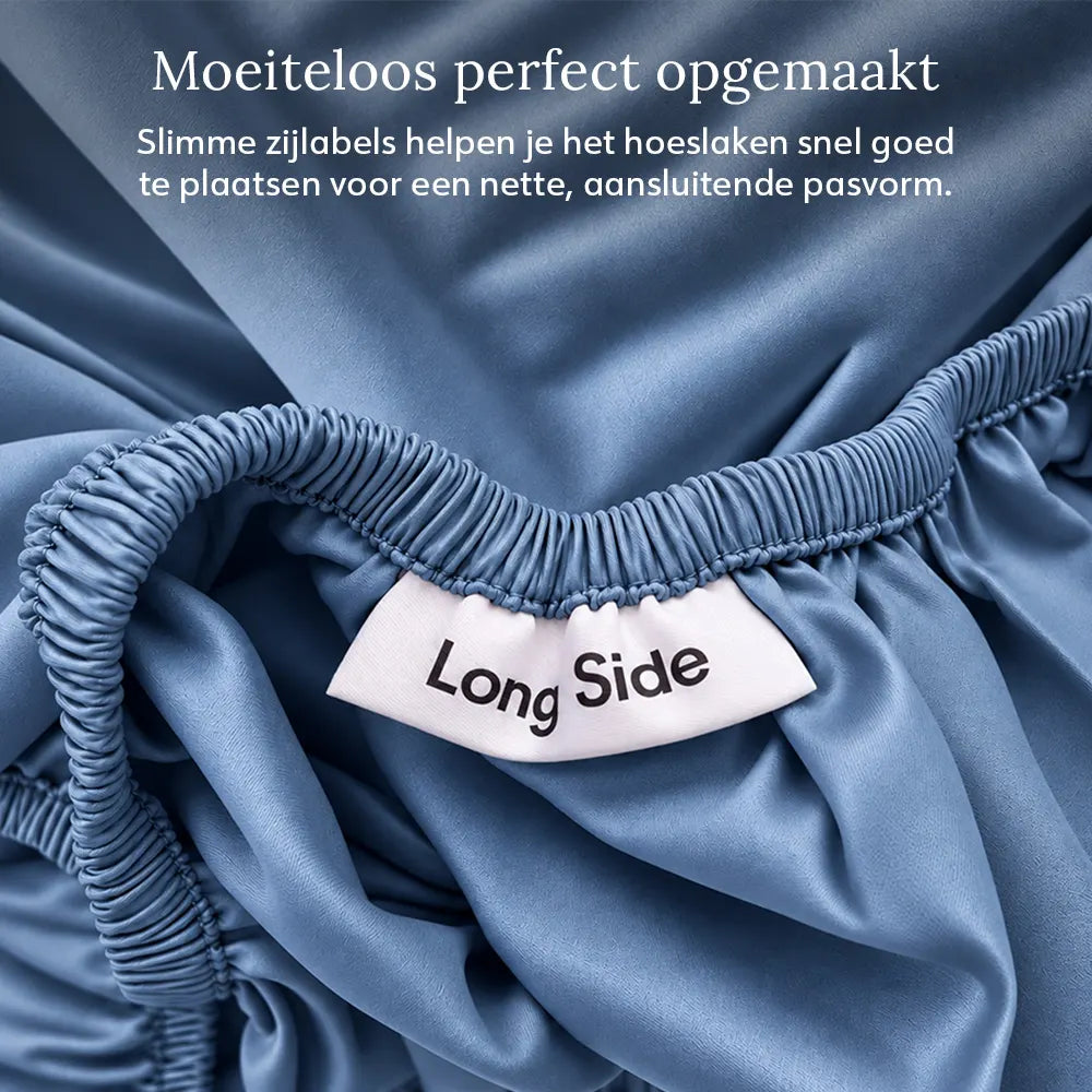 Fitted Sheet – Organic Cotton Sateen – Dusk Blue