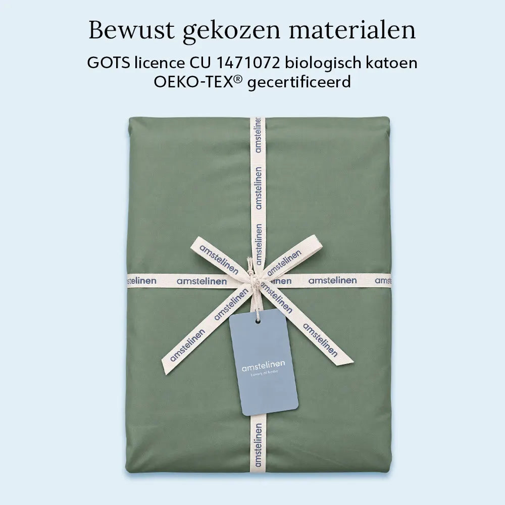 Hoeslaken – Biologisch katoensatijn – Soft Sage