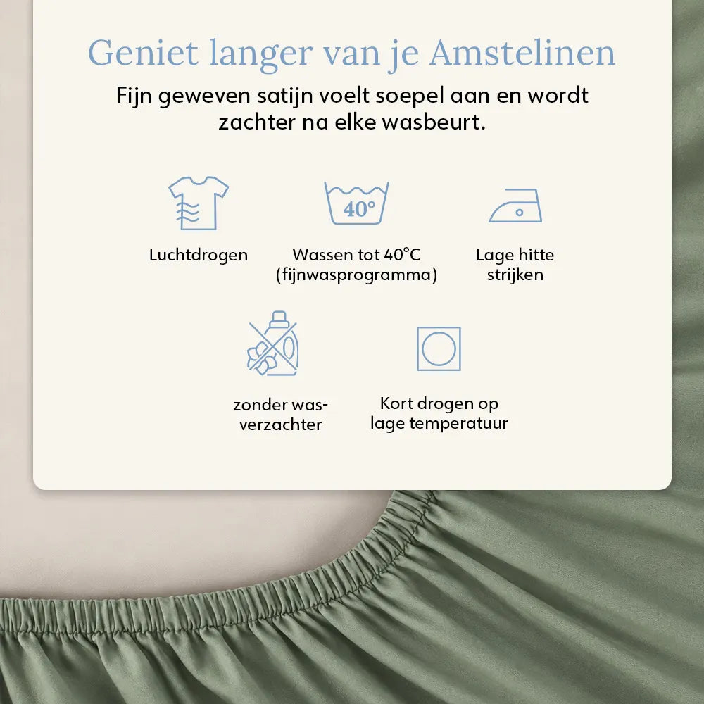 Hoeslaken – Biologisch katoensatijn – Soft Sage