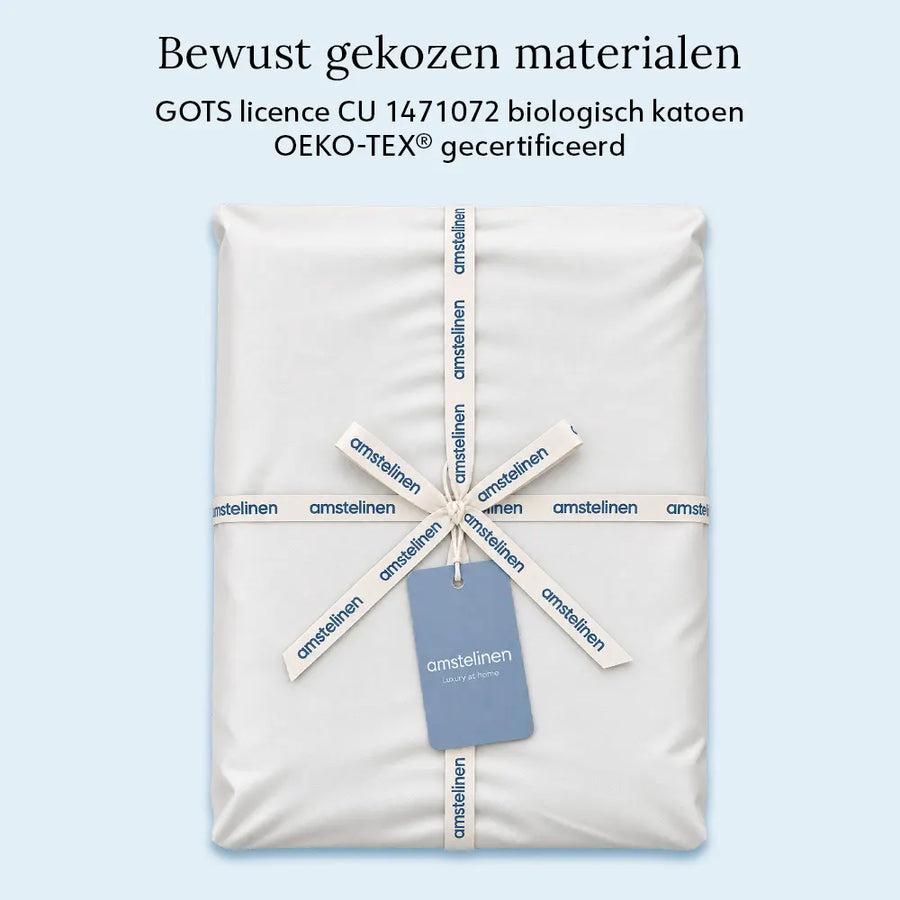 Hoeslaken – Biologisch katoensatijn – Signature White