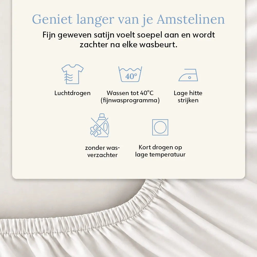 Hoeslaken – Biologisch katoensatijn – Signature White
