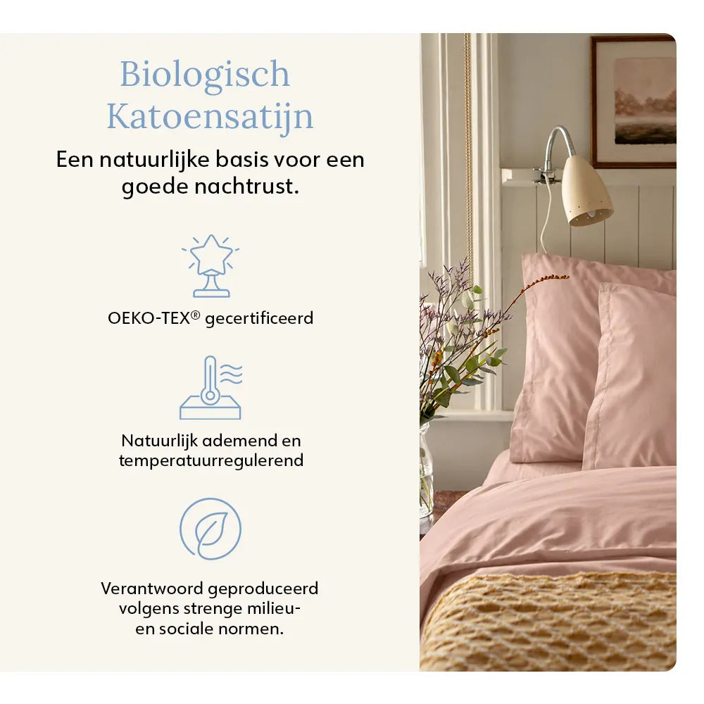 Pillowcase – Organic Cotton Sateen – Blush Pink