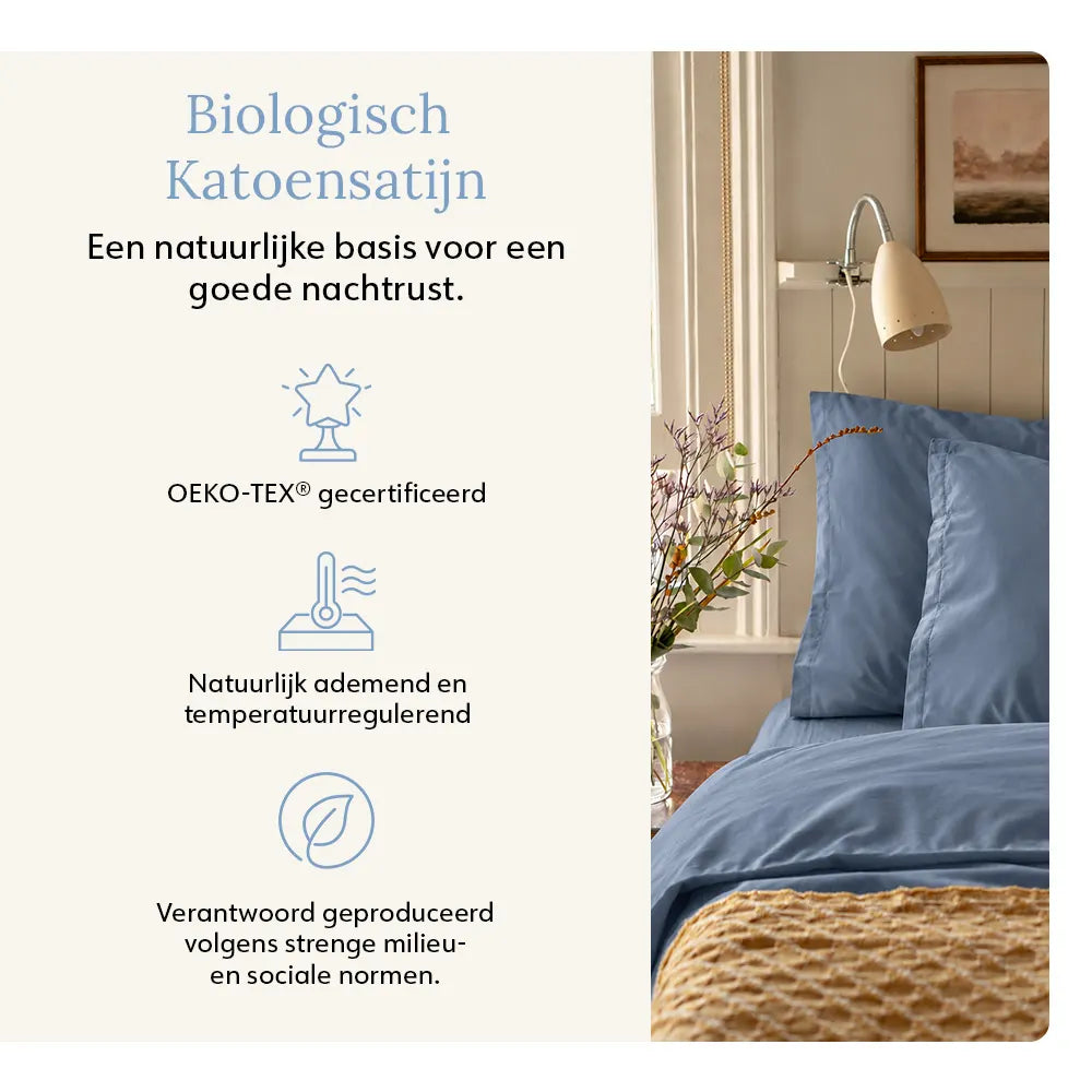 Pillowcase – Organic Cotton Sateen – Dusk Blue