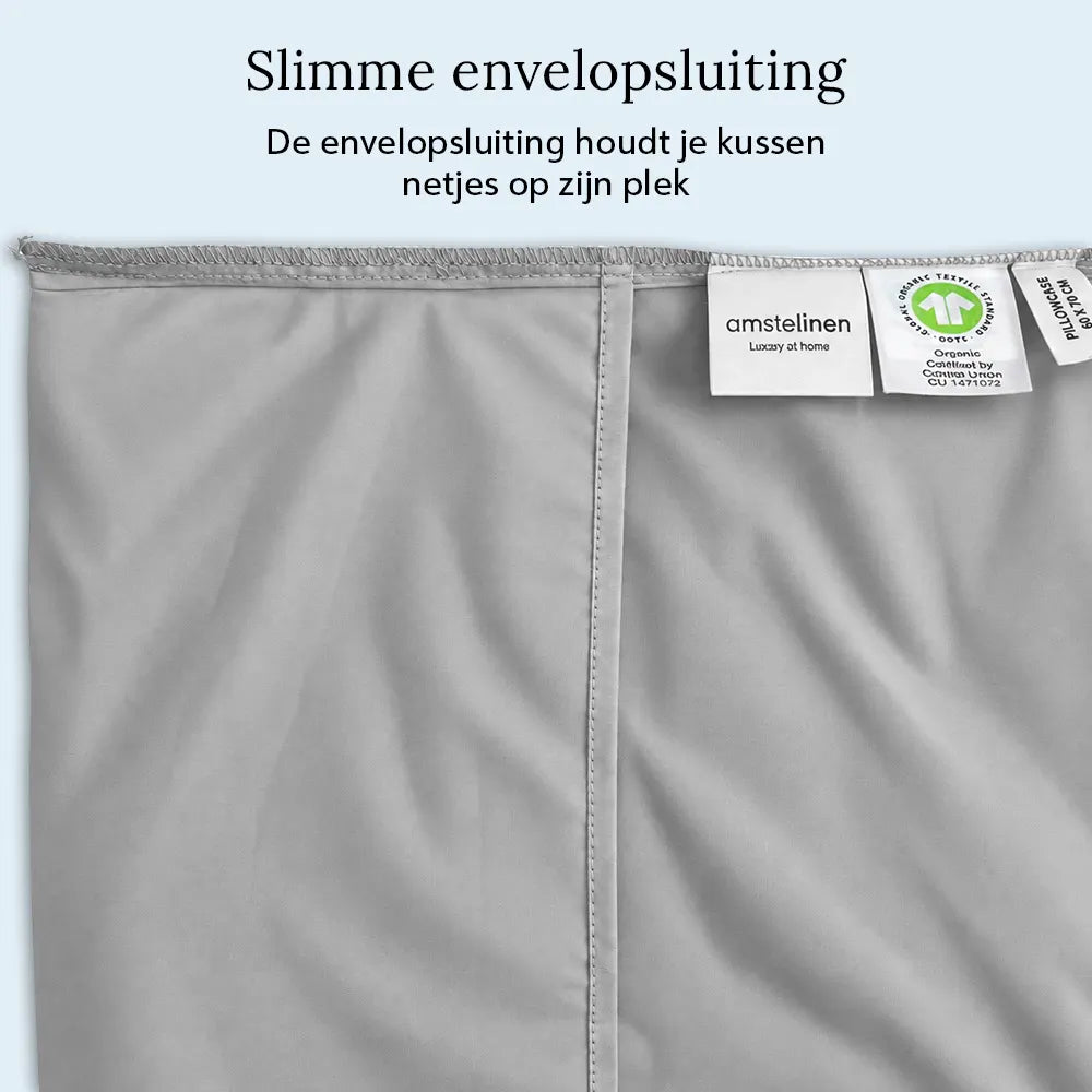 Pillowcase – Organic Cotton Sateen – Pebble Grey