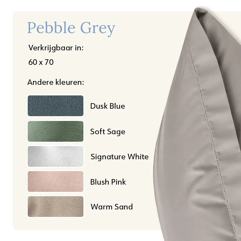 Pillowcase – Organic Cotton Sateen – Pebble Grey