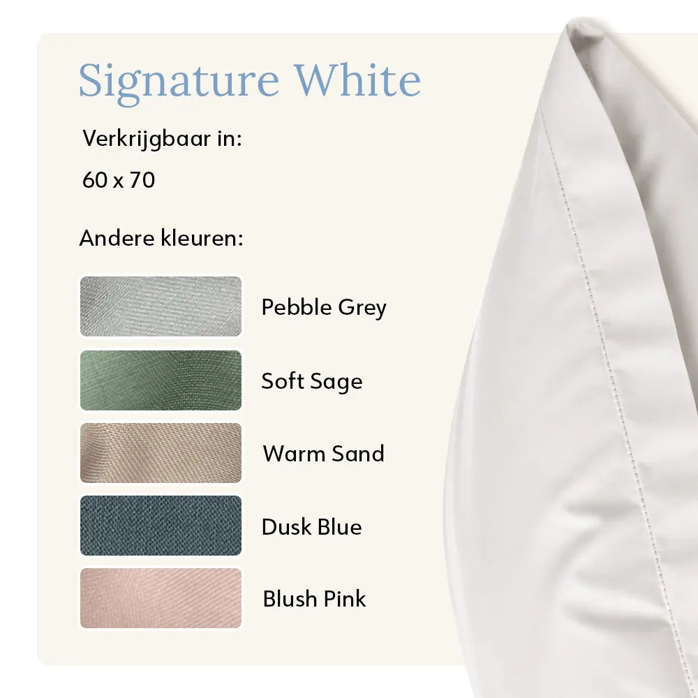 Pillowcase – Organic Cotton Sateen – Signature White