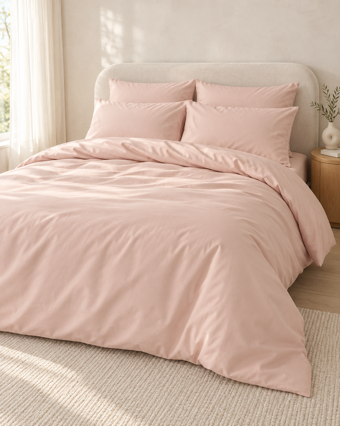 Blush Pink organic cotton sateen duvet cover
