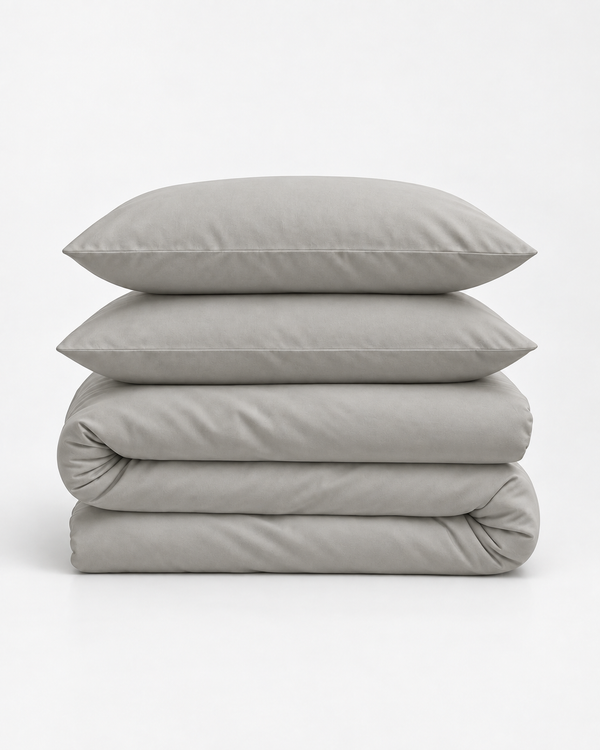 Duvet Cover – Organic Cotton Sateen – Pebble Grey